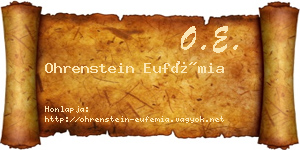 Ohrenstein Eufémia névjegykártya